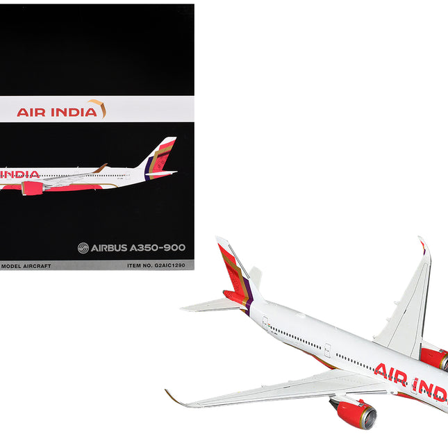 Airbus A350-900 Commercial Aircraft "Air India" (VT-JRH) White with Striped Tail "Gemini 200" Series 1/200 Diecast Model Airplane by GeminiJets