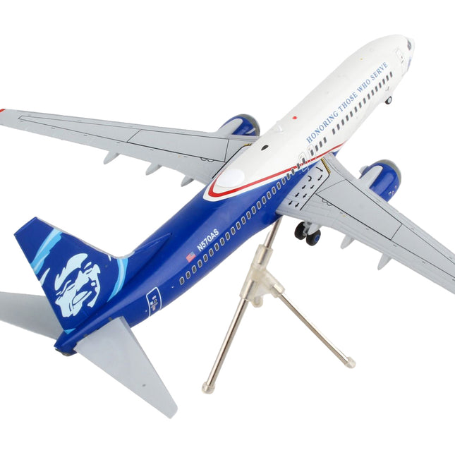 Boeing 737-800 Commercial Aircraft "Alaska Airlines - Honoring Those Who Serve" White and Blue "Gemini 200" Series 1/200 Diecast Model Airplane by GeminiJets