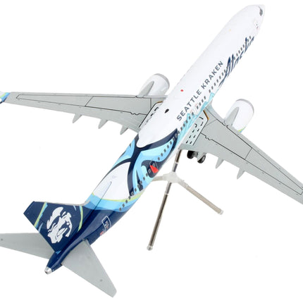 Boeing 737 MAX 9 Commercial Aircraft "Alaska Airlines - Seattle Kraken" White with Blue Tail "Gemini 200" Series 1/200 Diecast Model Airplane by GeminiJets