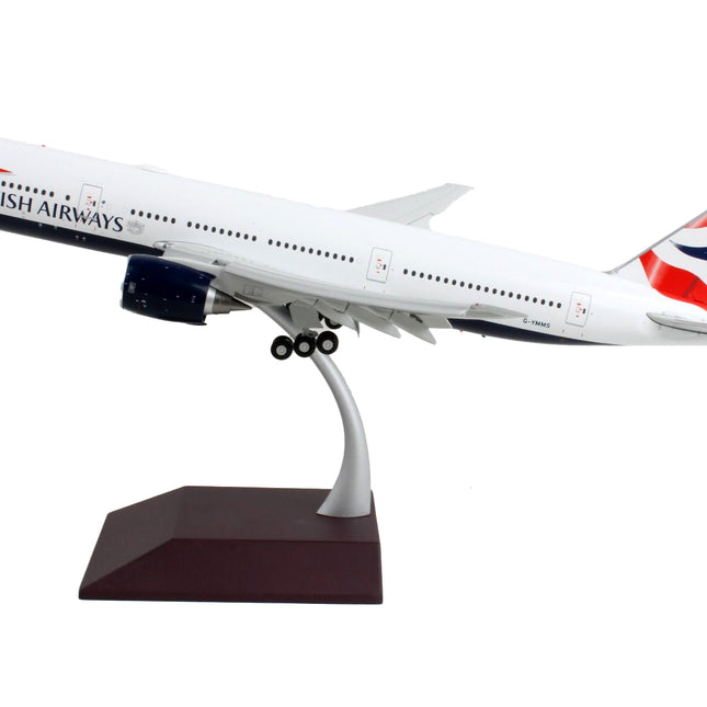 Boeing 777-200ER Commercial Aircraft with Flaps Down "British Airways" White with Striped Tail "Gemini 200" Series 1/200 Diecast Model Airplane by GeminiJets