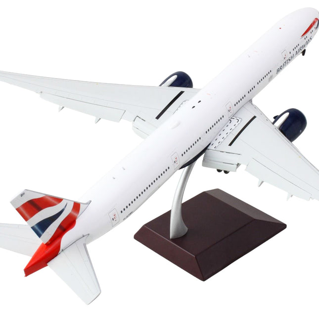 Boeing 777-300ER Commercial Aircraft with Flaps Down "British Airways" (G-STBH) White with Striped Tail "Gemini 200" Series 1/200 Diecast Model Airplane by GeminiJets