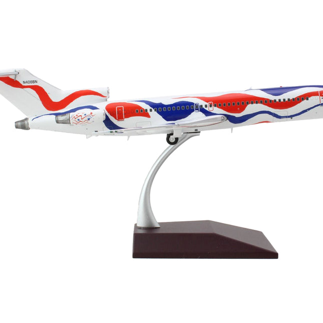 Boeing 727-200 Commercial Aircraft "Braniff International Airways - Calder Bicentennial Livery" White with Red and Blue Stripes "Gemini 200" Series 1/200 Diecast Model Airplane by GeminiJets