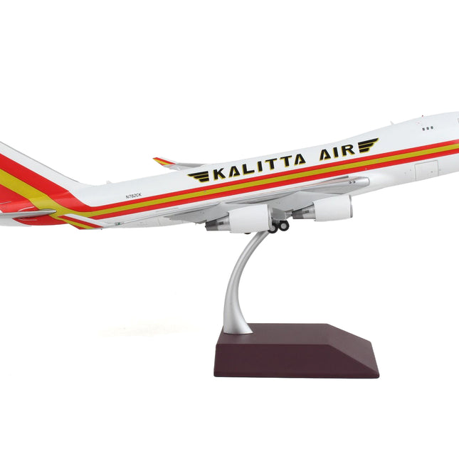 Boeing 747-400F Commercial Aircraft "Kalitta Air" White with Stripes "Gemini 200 - Interactive" Series 1/200 Diecast Model Airplane by GeminiJets