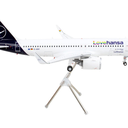 Airbus A320neo Commercial Aircraft "Lufthansa - LoveHansa" White with Blue Tail "Gemini 200" Series 1/200 Diecast Model Airplane by GeminiJets