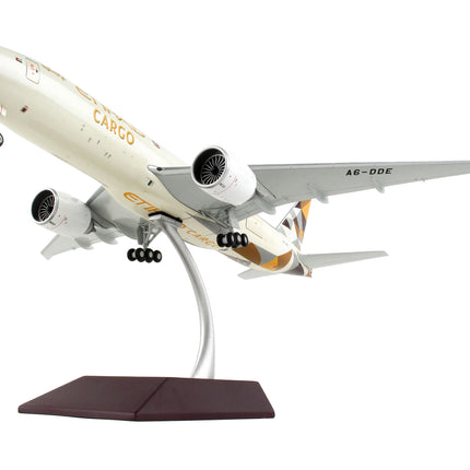 Boeing 777F Commercial Aircraft "Etihad Airways Cargo" Beige with Tail Graphics "Gemini 200 - Interactive" Series 1/200 Diecast Model Airplane by GeminiJets