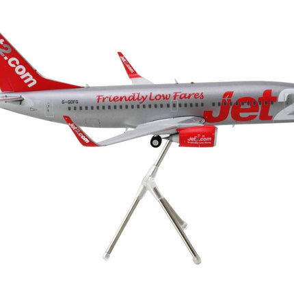 Boeing 737-300 Commercial Aircraft "Jet2" (G-GDFG) Gray Metallic with Red Tail "Gemini 200" Series 1/200 Diecast Model Airplane by GeminiJets