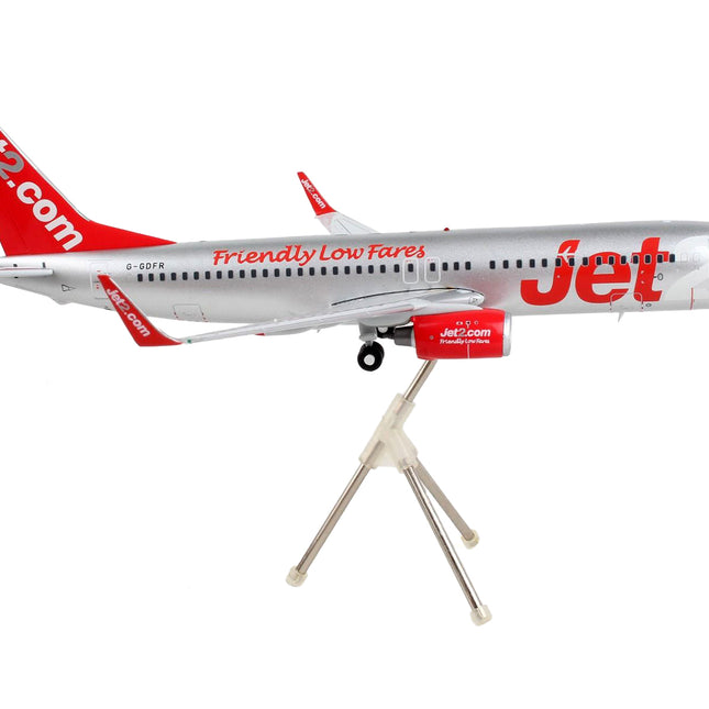 Boeing 737-800 Commercial Aircraft "Jet2.Com" Silver with Red Tail "Gemini 200" Series 1/200 Diecast Model Airplane by GeminiJets