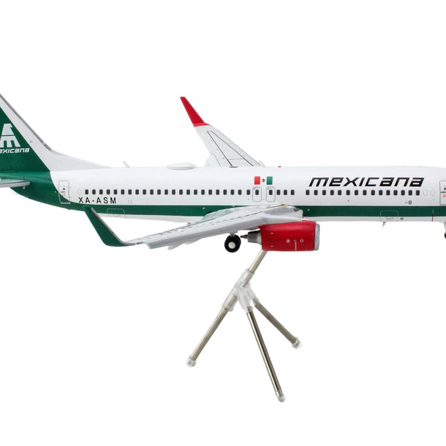 Boeing 737-800 Commercial Aircraft with Flaps Down "Mexicana" (XA-ASM) White with Green Stripes "Gemini 200" Series 1/200 Diecast Model Airplane by GeminiJets