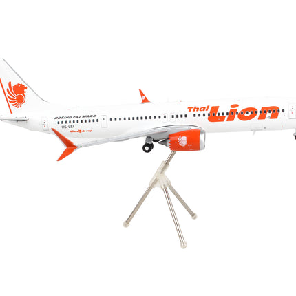 Boeing 737 MAX 9 Commercial Aircraft "Thai Lion Air" White with Orange Tail Graphics "Gemini 200" Series 1/200 Diecast Model Airplane by GeminiJets