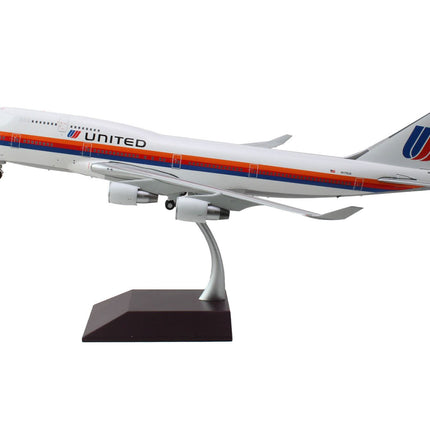 Boeing 747-400 Commercial Aircraft "United Airlines - Saul Bass Livery" (N175UA) White with Stripes "Gemini 200" Series 1/200 Diecast Model Airplane by GeminiJets