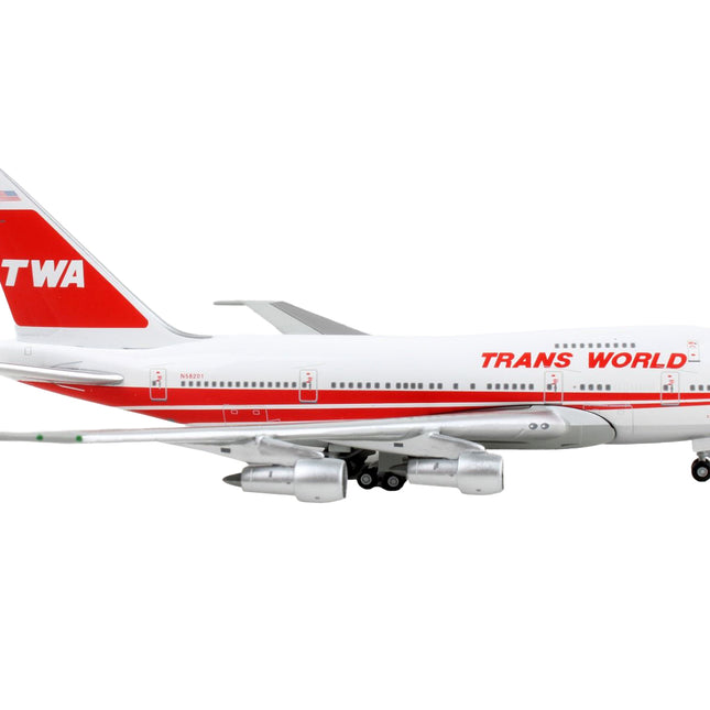 Boeing 747SP Commercial Aircraft "Trans World Airlines - Boston Express" White with Red Stripes 1/400 Diecast Model Airplane by GeminiJets