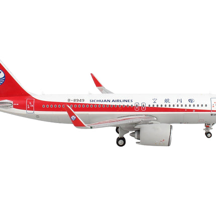 Airbus A320neo Commercial Aircraft "Sichuan Airlines" White with Red Stripes and Tail 1/400 Diecast Model Airplane by GeminiJets