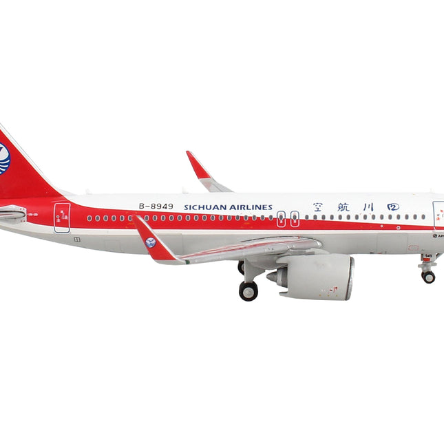 Airbus A320neo Commercial Aircraft "Sichuan Airlines" White with Red Stripes and Tail 1/400 Diecast Model Airplane by GeminiJets