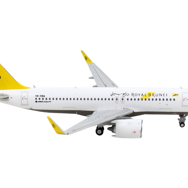 Airbus A320neo Commercial Aircraft "Royal Brunei Airlines" White with Yellow Tail 1/400 Diecast Model Airplane by GeminiJets