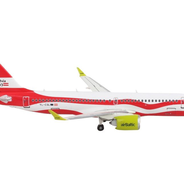 Airbus A220-300 Commercial Aircraft "Air Baltic" White and Red 1/400 Diecast Model Airplane by GeminiJets