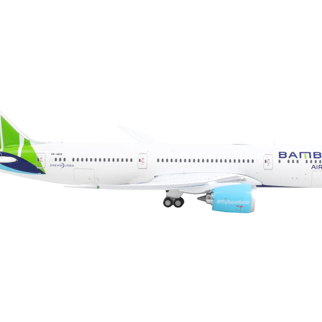 Boeing 787-9 Commercial Aircraft "Bamboo Airways" White with Green Tail 1/400 Diecast Model Airplane by GeminiJets