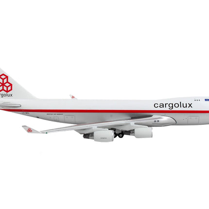 Boeing 747-400F Commercial Aircraft "Cargolux" White and Silver with Red Stripes 1/400 Diecast Model Airplane by GeminiJets