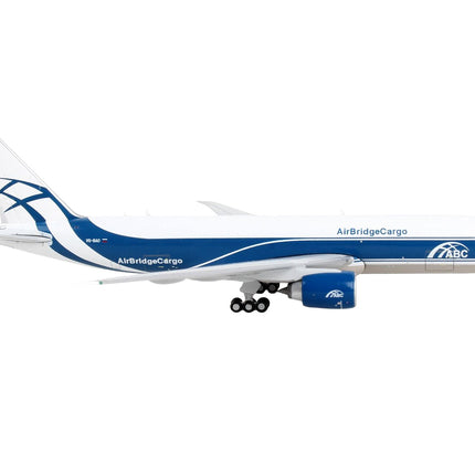 Boeing 777F Commercial Aircraft "AirBridgeCargo" White with Blue Stripes 1/400 Diecast Model Airplane by GeminiJets