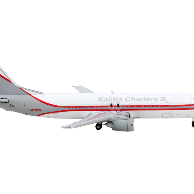 Boeing 737-400F Commercial Aircraft "Kalitta Charters II" White and Gray with Red Stripes 1/400 Diecast Model Airplane by GeminiJets