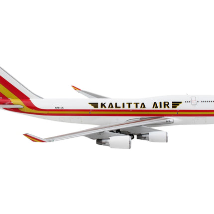 Boeing 747-400F Commercial Aircraft "Kalitta Air" White with Stripes "Mask" Livery 1/400 Diecast Model Airplane by GeminiJets