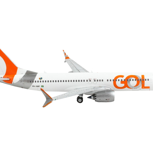 Boeing 737 MAX 8 Commercial Aircraft "Gol Linhas Aereas Inteligentes" White with Orange and Silver Tail 1/400 Diecast Model Airplane by GeminiJets