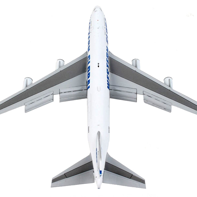 Boeing 747-400F Commercial Aircraft with Flaps Down "Western Global" White with Blue Tail Stripes 1/400 Diecast Model Airplane by GeminiJets