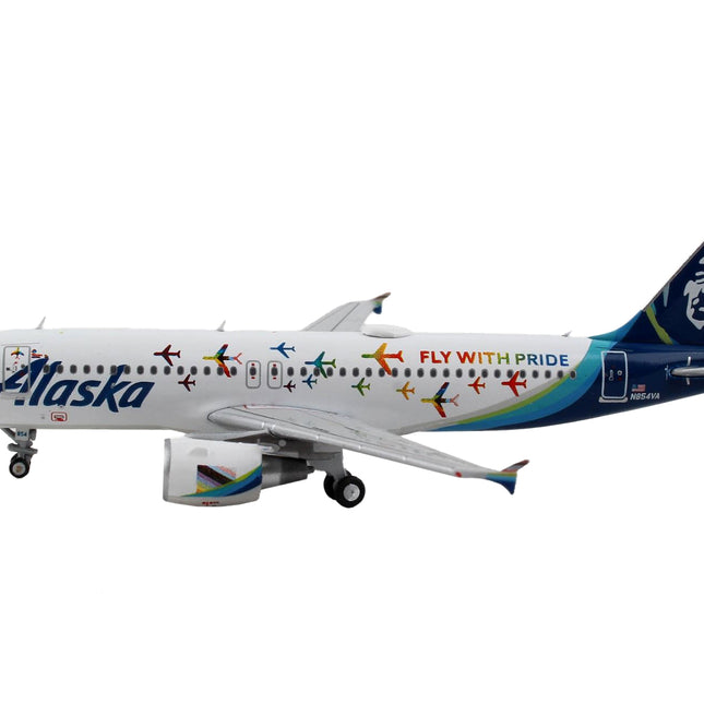 Airbus A320 Commercial Aircraft "Alaska Airlines - Fly with Pride" White with Blue Tail 1/400 Diecast Model Airplane by GeminiJets