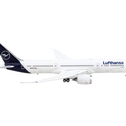 Boeing 787-9 Commercial Aircraft with Flaps Down "Lufthansa" White with Dark Blue Tail 1/400 Diecast Model Airplane by GeminiJets