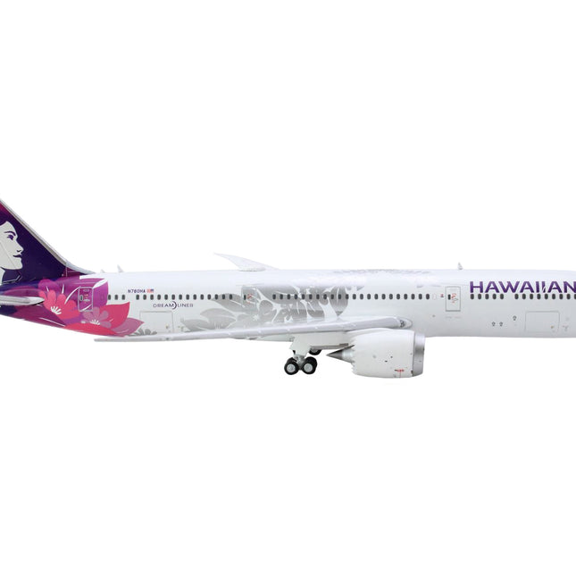 Boeing 787-9 Dreamliner Commercial Aircraft "Hawaiian Airlines" (N780HA) White with Purple Tail 1/400 Diecast Model Airplane by GeminiJets