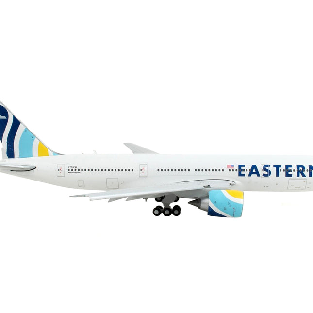 Boeing 777-200ER Commercial Aircraft with Flaps Down "Eastern Air Lines" White with Striped Tail 1/400 Diecast Model Airplane by GeminiJets