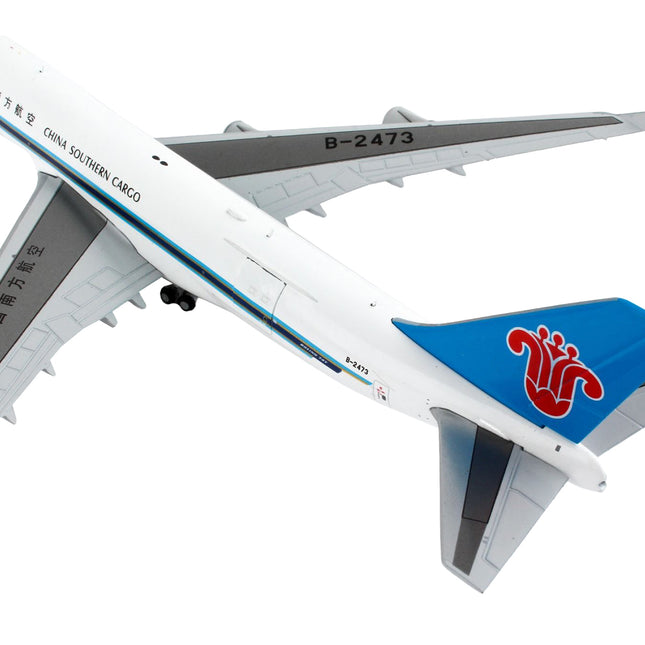 Boeing 747-400F Commercial Aircraft "China Southern Cargo" White with Black Stripes and Blue Tail "Interactive Series" 1/400 Diecast Model Airplane by GeminiJets