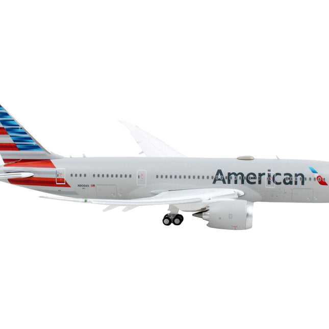 Boeing 787-8 Commercial Aircraft with Flaps Down "American Airlines" Gray with Striped Tail 1/400 Diecast Model Airplane by GeminiJets