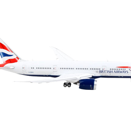 Boeing 787-8 Commercial Aircraft with Flaps Down "British Airways" White with Tail Stripes 1/400 Diecast Model Airplane by GeminiJets