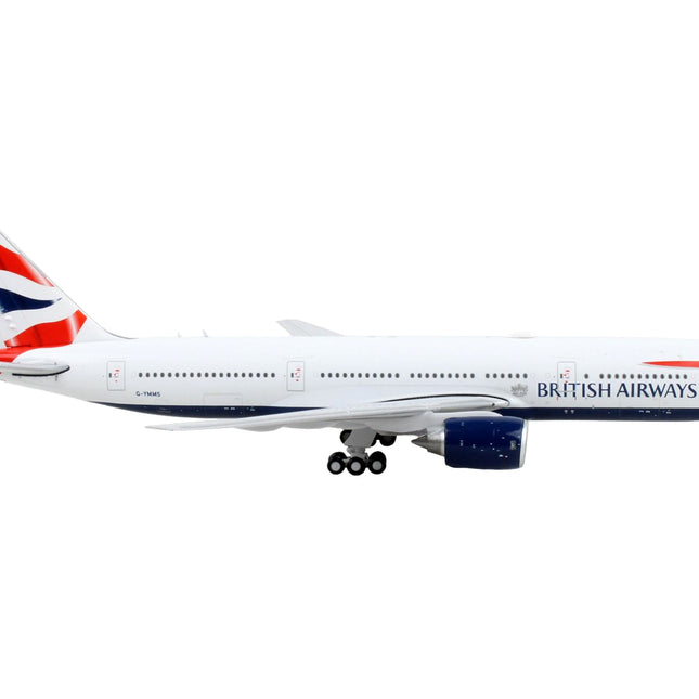 Boeing 777-200ER Commercial Aircraft "British Airways" White with Tail Stripes 1/400 Diecast Model Airplane by GeminiJets