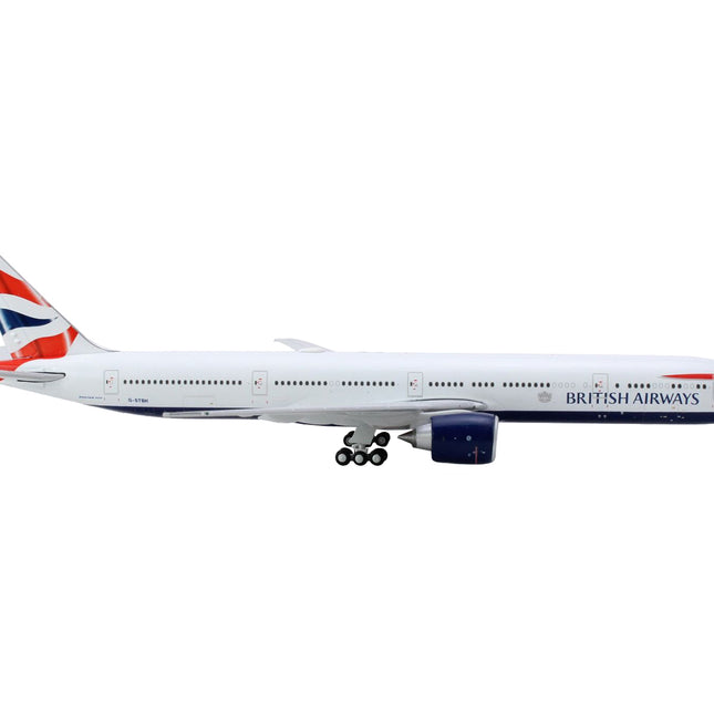 Boeing 777-300ER Commercial Aircraft "British Airways" (G-STBH) White with Striped Tail 1/400 Diecast Model Airplane by GeminiJets