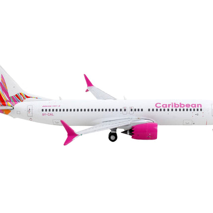 Boeing 737 MAX 8 Commercial Aircraft "Caribbean Airlines" White with Tail Graphics 1/400 Diecast Model Airplane by GeminiJets