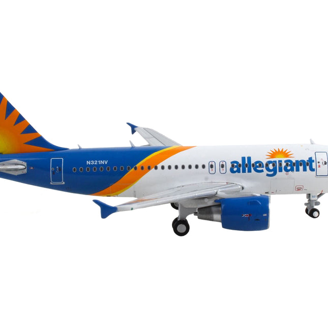 Airbus A319 Commercial Aircraft "Allegiant Air" White and Blue with Graphics 1/400 Diecast Model Airplane by GeminiJets