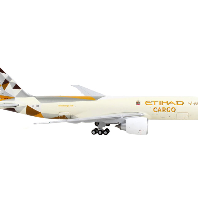 Boeing 777F Commercial Aircraft "Etihad Cargo" Beige with Graphics "Interactive Series" 1/400 Diecast Model Airplane by GeminiJets