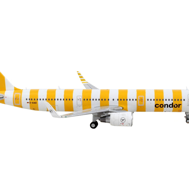 Airbus A321 Commercial Aircraft "Condor Airlines" White and Yellow Stripes 1/400 Diecast Model Airplane by GeminiJets