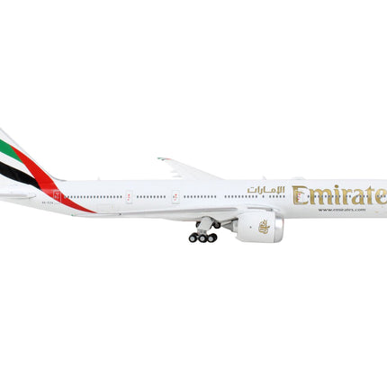 Boeing 777-9 Commercial Aircraft "Emirates Airlines" White with Gold Lettering 1/400 Diecast Model Airplane by GeminiJets