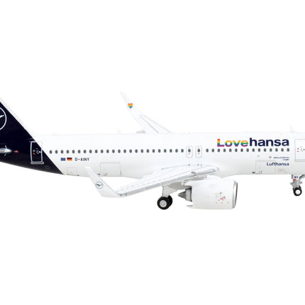 Airbus A320neo Commercial Aircraft "Lufthansa - Lovehansa" White with Dark Blue Tail 1/400 Diecast Model Airplane by GeminiJets