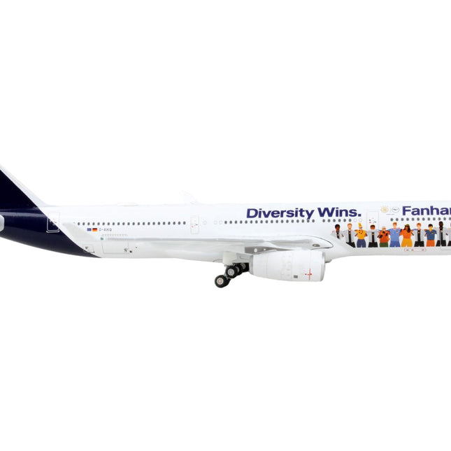 Airbus A330-300 Commercial Aircraft "Lufthansa - Fanhansa Diversity Wins" White with Blue Tail 1/400 Diecast Model Airplane by GeminiJets