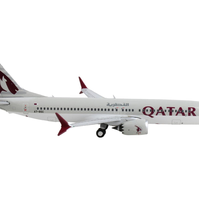 Boeing 737 MAX 8 Commercial Aircraft "Qatar Airways" Gray with Tail Graphics 1/400 Diecast Model Airplane by GeminiJets