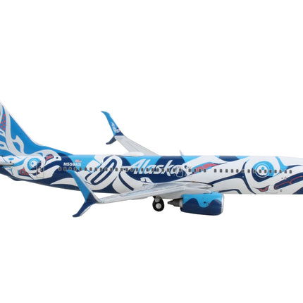 Boeing 737-800 Commercial Aircraft "Alaska Airlines - Salmon People Livery" Blue and White 1/400 Diecast Model Airplane by GeminiJets