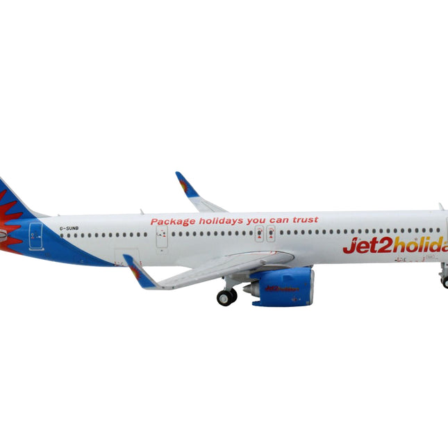 Airbus A321neo Commercial Aircraft "Jet2 Holidays" White with Blue Tail 1/400 Diecast Model Airplane by GeminiJets