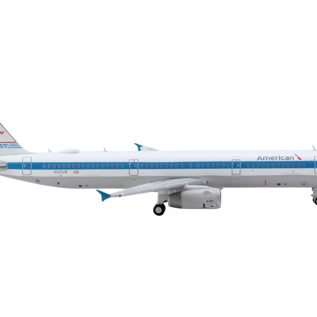 Airbus A321 Commercial Aircraft "American Airlines - Piedmont" (N581UW) White with Blue Stripes 1/400 Diecast Model Airplane by GeminiJets