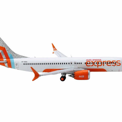 Boeing 737 MAX 8 Commercial Aircraft "Air India Express" (VT-BXA) White with Tail Graphics 1/400 Diecast Model Airplane by GeminiJets