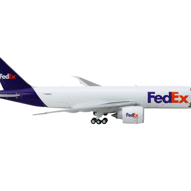 Boeing 777F Commercial Aircraft "Federal Express (FedEx) - Panda Express" (N886FD) White with Purple Tail 1/400 Diecast Model Airplane by GeminiJets