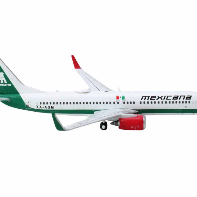 Boeing 737-800 Commercial Aircraft "Mexicana Airlines" (XA-ASM) White with Green Tail 1/400 Diecast Model Airplane by GeminiJets