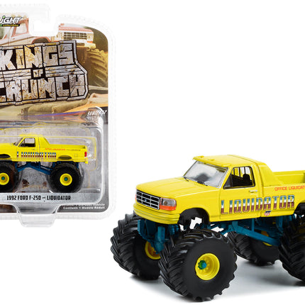 1992 Ford F-250 Monster Truck Yellow "Liquidator" "Kings of Crunch" Series 12 1/64 Diecast Model Car by Greenlight